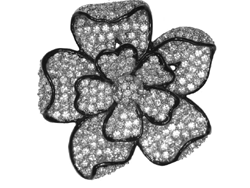 Black Line and Crystal Layered Flower Pin
