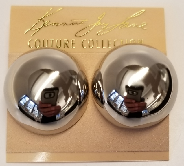 Polished Silver Button Clip Earring