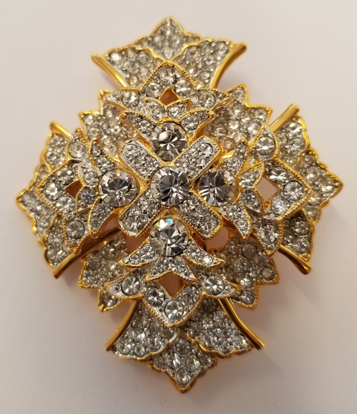 Crystal Encrusted Cross - Shield Pin
