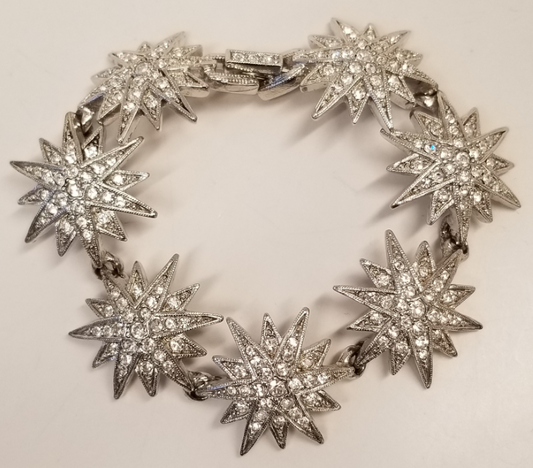 7 1-2" Silver- Crystal Starburst Bracelet