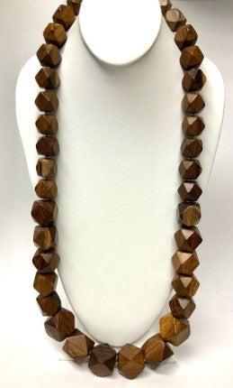 36" Dark Wood Squares Necklace