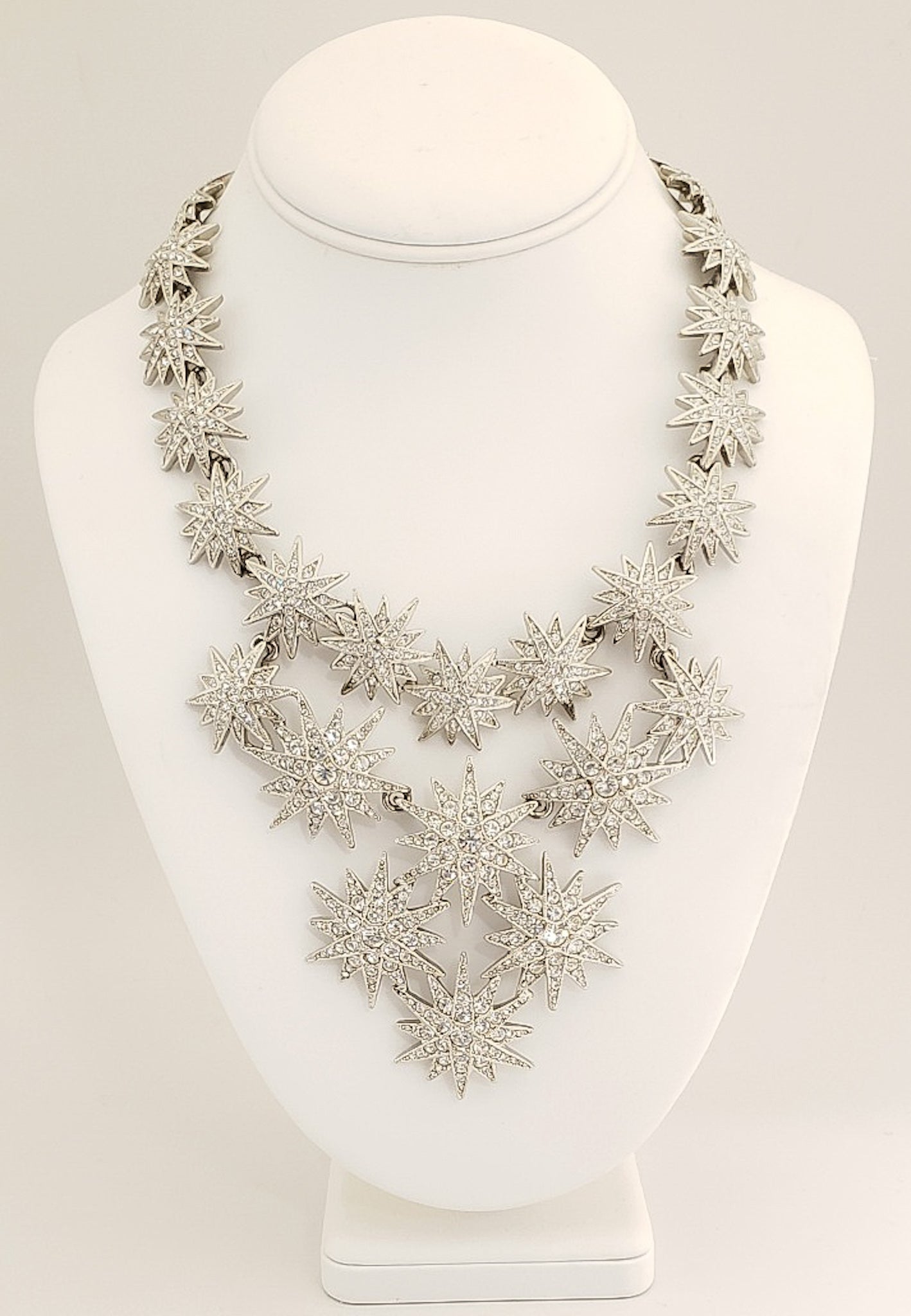 15"-19" Sliver- Crystal Starburst Bib Necklace