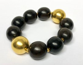 Dark Wood and Satin Gold Bracelet