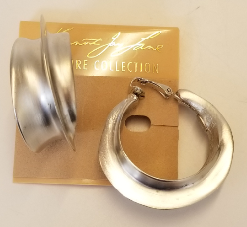 Silver Sculpted Clip Hoop Earring