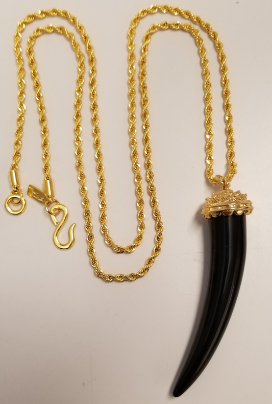34" Black Tusk on Gold Chain