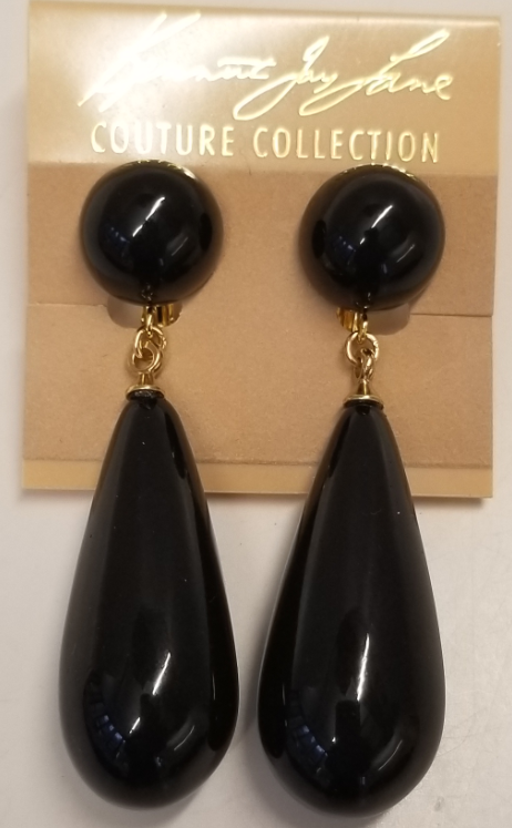 Black Drop Clip Earring