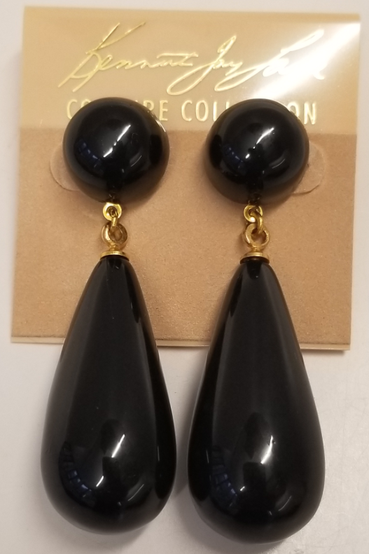 Black Drop Pierced Earring