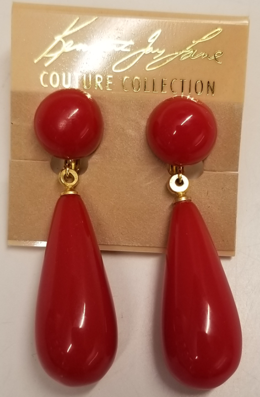 Dark Coral Drop Clip Earring