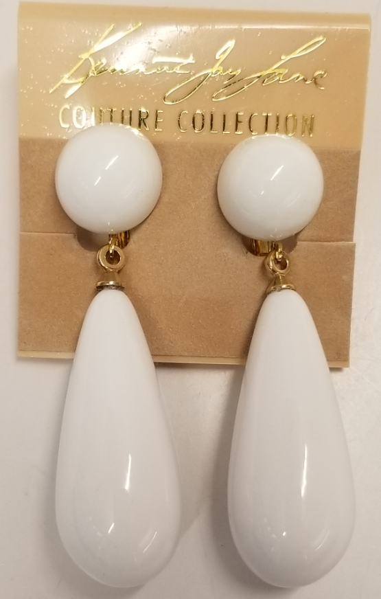 White Drop Clip Earring