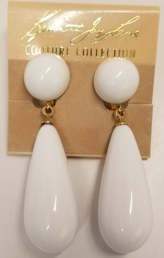 White Drop Clip Earring