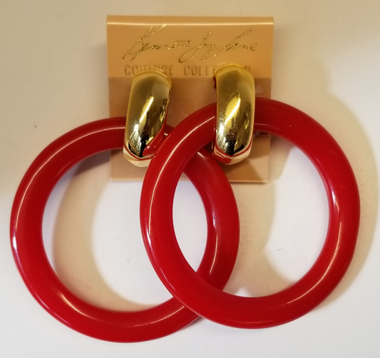 Polished Gold-Red Clip Earring