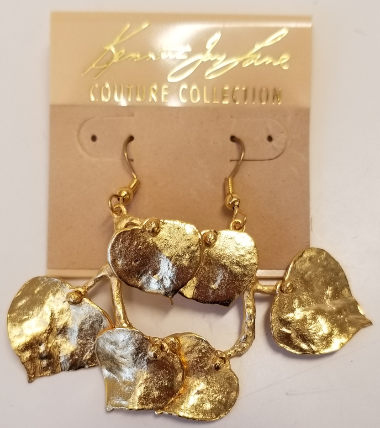 Satin Gold Three Leaf Fishhook Earring