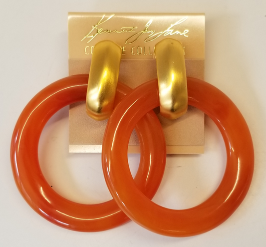 Small Satin Gold Amber Clip Earring