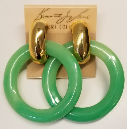 2" jade resin doorknocker clip earring