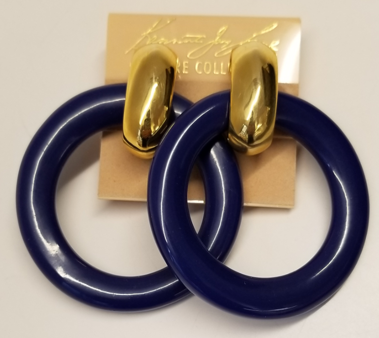 2" lapis resin doorknocker clip earring