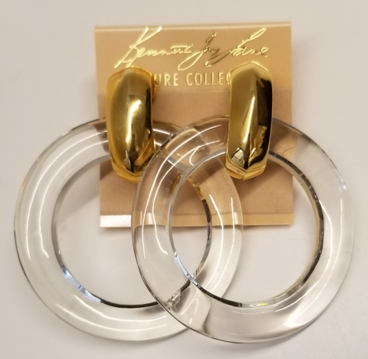 2" Clear resin doorknocker clip earring