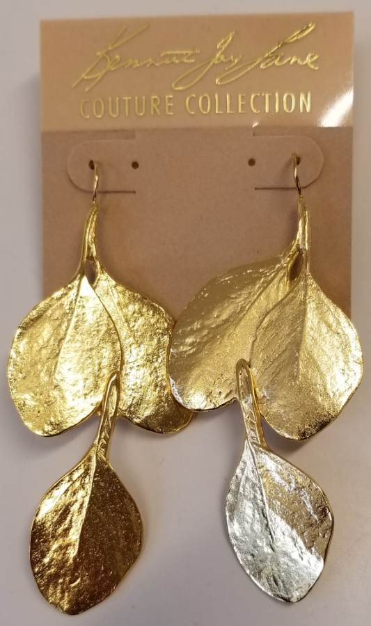 Satin Gold Leaf Hook Earring