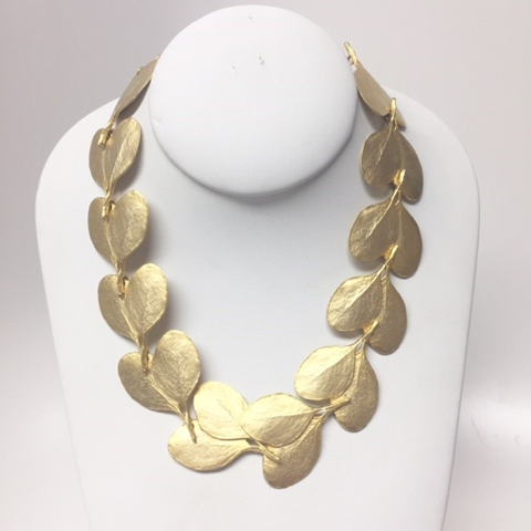 18" Satin Gold Leaf Necklace