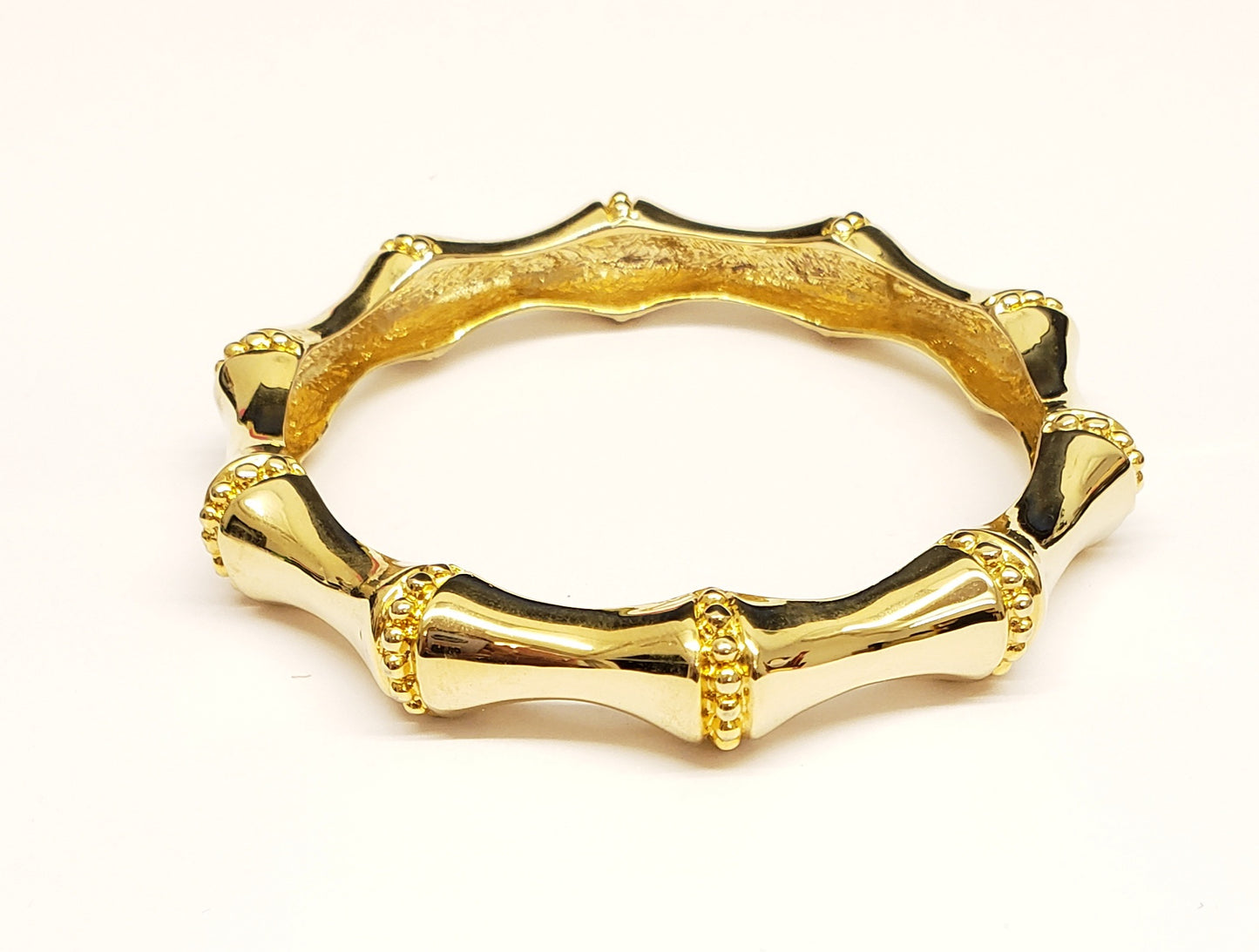 Polished Gold Wide Bamboo Bangle