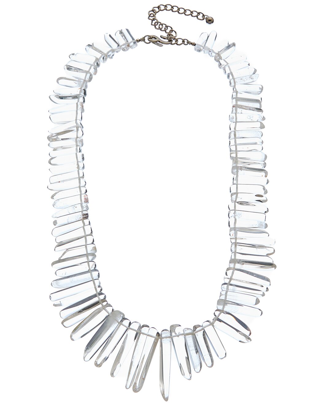 16" + 4.5" ext. 1 Row Crystal Sticks Rhodium Clasp Necklace