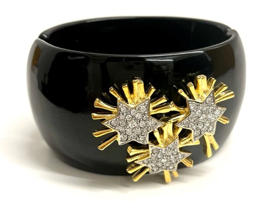 Starburst Motif Black Resin Cuff