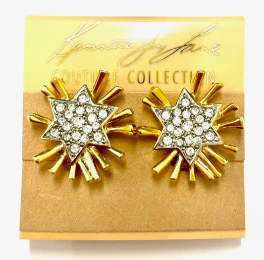 Starburst Button Clip Earring