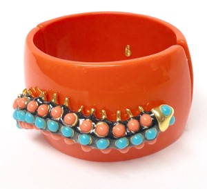 Coral and Turquoise Caterpillar Bracelet
