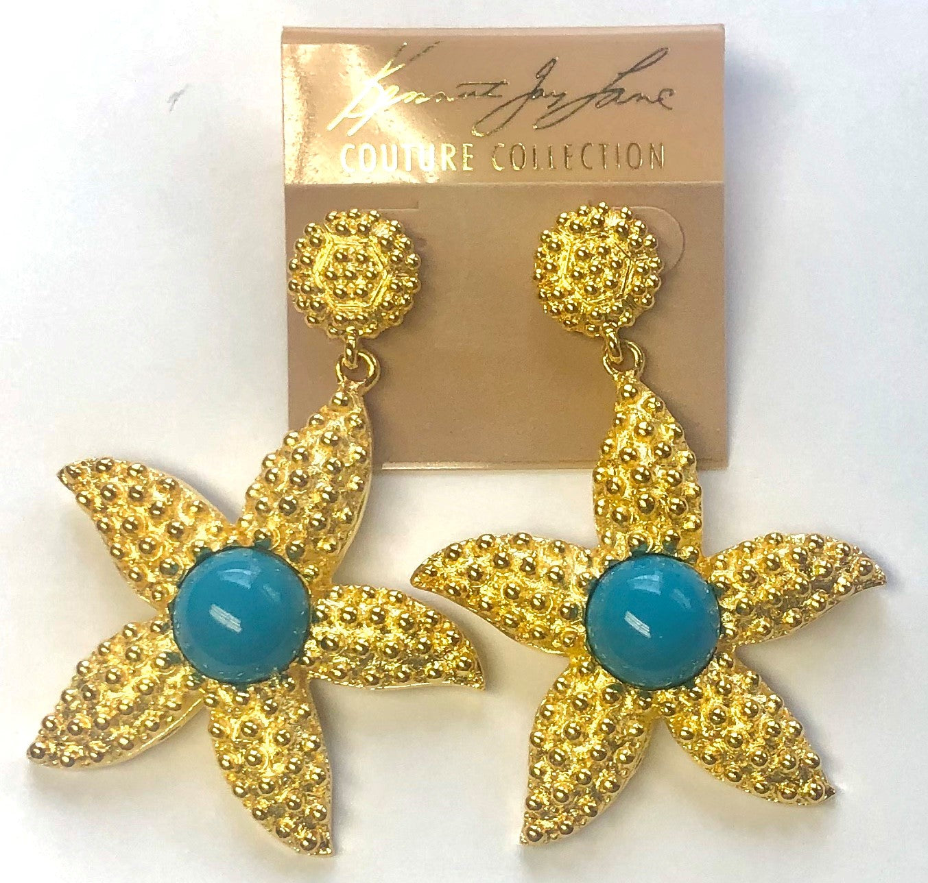 Gold Turquoise Starfish Pierced Earring