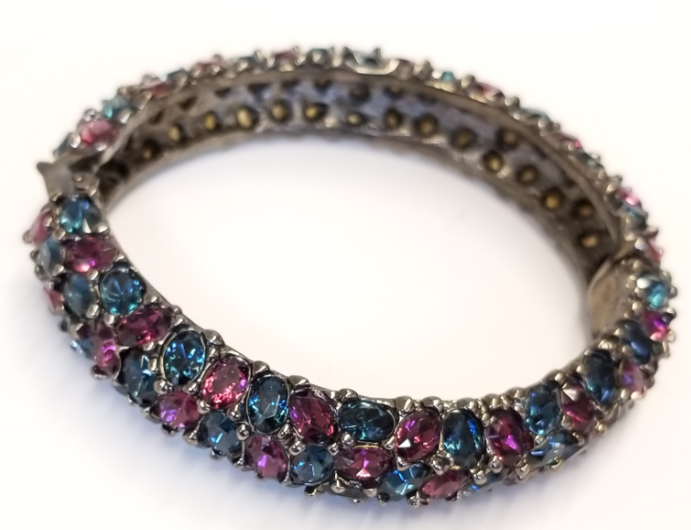 Saphire & Amethyst Domed Hinged Bracelet