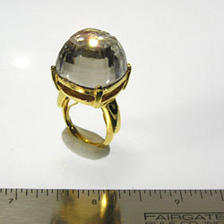 Gold and Crystal Faceted Dome Ring