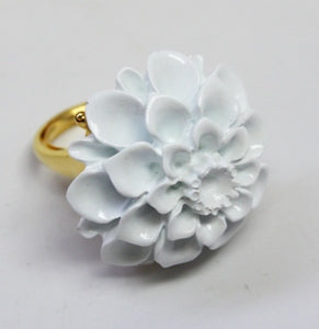 Gold White Flower Ring