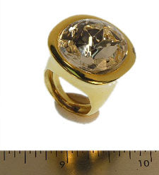 Polished Gold and Crystal Center Ring