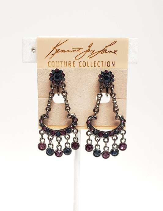 Gunmetal with Sapphire & Amethyst Earring