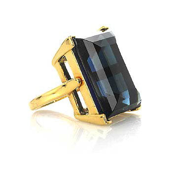 Polished Gold and Saphire Center Ring