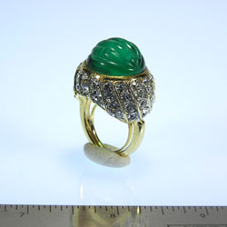 Gold and Crystal Emerald Center Ring