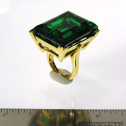 Polished Gold and Large Emerald Center Ring