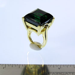 Polished Gold and Emerald Square Center Ring