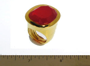 Polished Gold and Red Opal Ring