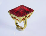 Polished Gold and Ruby Large Headlight Ring