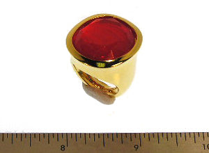 Polished Gold and Red Opal Center Ring