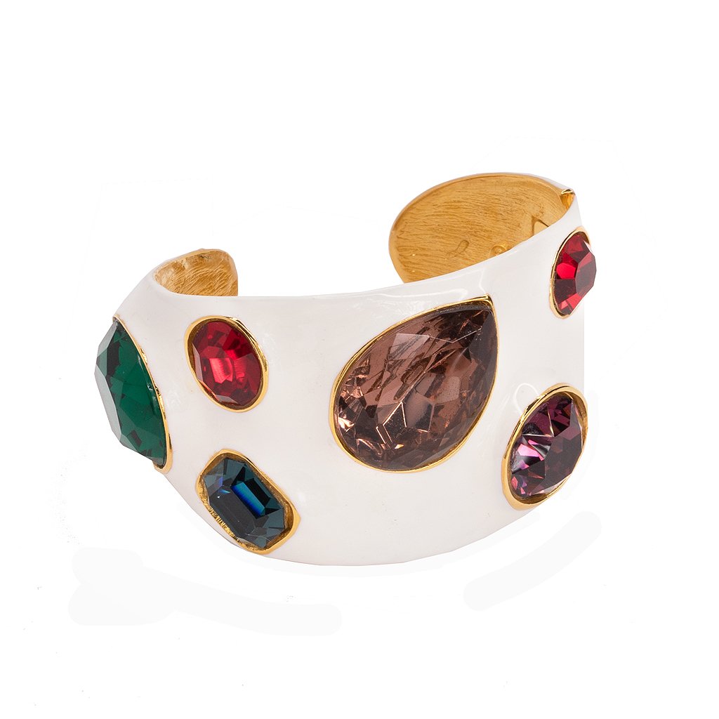 White Enamel & Multi-Color Cuff