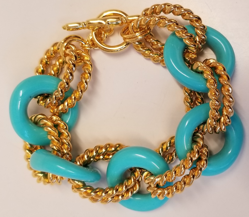 Turquoise and Gold Link Bracelet