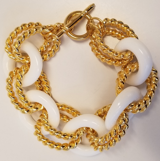 White and Gold Link Bracelet