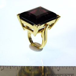 Polished Gold and Large Amethyst Center Ring