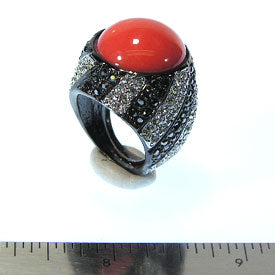 Gunmetal and Argent Dark Coral Top Ring