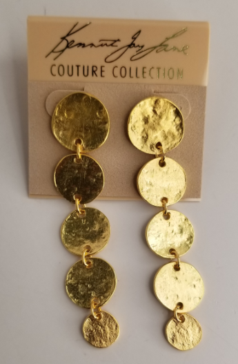 Satin Gold 5 Coin Drop Pierced Earring