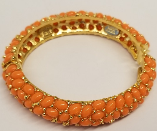 Gold Light Coral Cabochons Bombe' Bracelet
