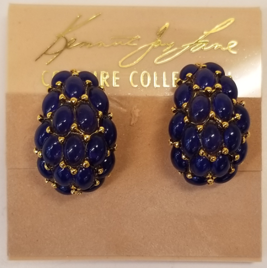 Lapis Cabochons Clip Earring