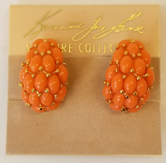 Gold and Light Coral 1-2 Hoop Clip Earring