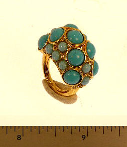 Turquoise and Turquoise Cabchon Adjustable Ring